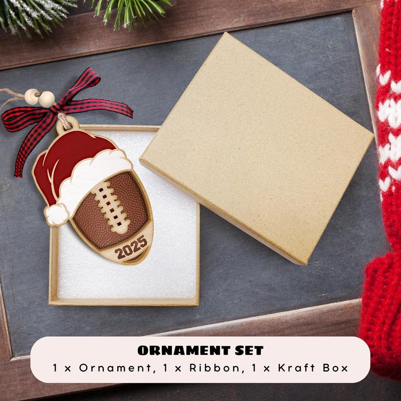 MAPDTWO Football Ornament - Football Ornaments for Christmas Tree - Sports Ornaments for Boys, Coaches, Players, Kids, Men - Gifts for Sports Lovers - 2 Layered Wood Christmas Ornament 2025 - Image 3